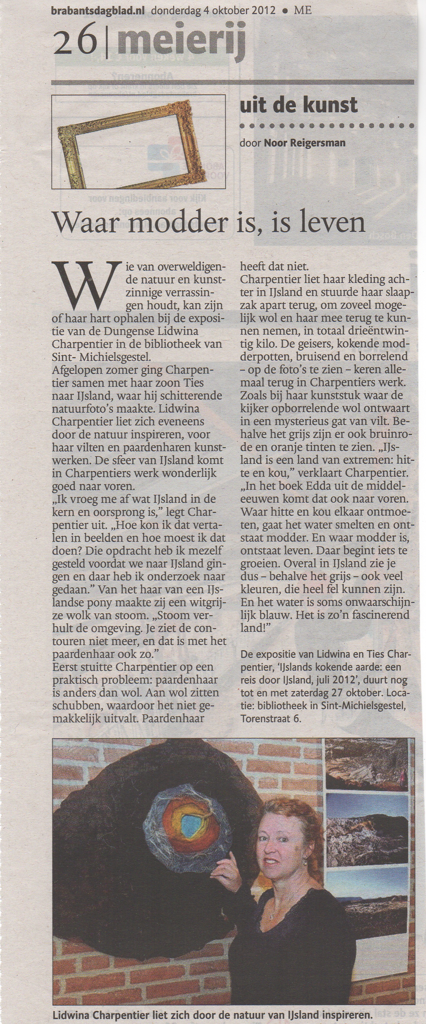 Brabants Dagblad 4 okt door Noor Reigersman lidwina Charpentier